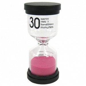 Песочные часы на 30 минут, розовые, 10см, стекло, пластик