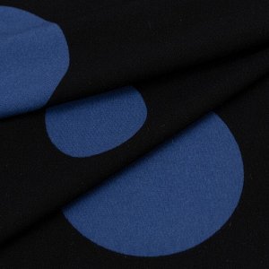 Ткань на отрез масло 150 см Синие круги на черном