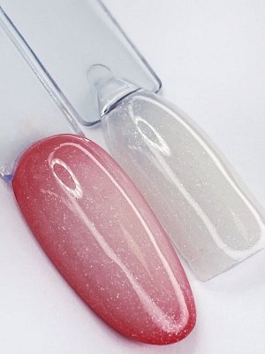 Каучуковая молочная файбер база с шиммером и витаминами Е и В5 FIBER milk shimmer,11 мл