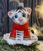 Елочная игрушка из стекла Тигренок Амурчик