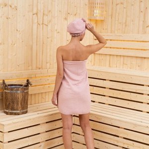 Набор для бани и ванной Этель «Вафля» полотенце 70*140 см+чалма 21*25 см, цв.розовый