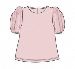 Блузка Цвет: Розовый, Тип ткани: Трикотаж, Материал: 95% хлопок, 5% эластан