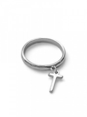 Серебряное кольцо «воплощение» с подвеской «Т»
