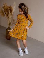 Платье Эля птицы на горчице