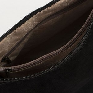 Сумка-мешок, отдел на молнии, наружный карман, длинный ремень, цвет чёрный