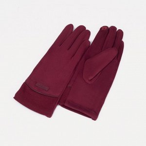 Перчатки жен 23 см, р.7,5, иск замша, без утеплителя, широкий манжет, красный