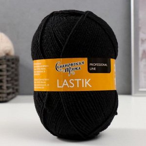 Пряжа Lastik (Ластик) 28% имп.меринос.шерсть, 69% акрил,3% эластан 365м/100гр (70001 черный