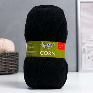 Семеновская пряжа Пряжа Корн (Corn) 50% акрил,30% шерсть,20% полиэстер 150м/100гр (черный 1)