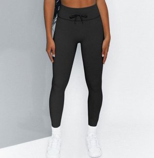 Женские спортивные леггинсы на завязках, цвет черный