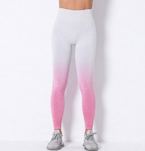 Женские спортивные леггинсы, градиент, цвет белый/розовый