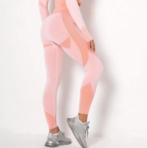Женские спортивные леггинсы с принтом, цвет розовый/персиковый