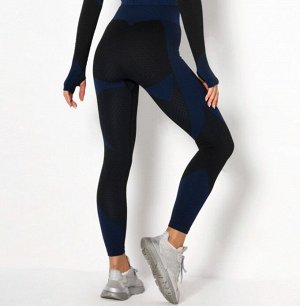 Женские спортивные леггинсы с принтом, цвет черный/темно-синий