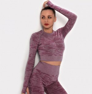 Женская спортивная кофта с принтом, вырезы на спине, цвет бордо