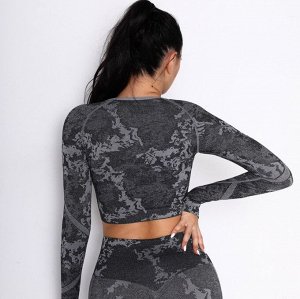 Женская спортивная кофта, принт "камуфляж", цвет серый