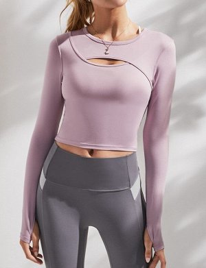 Женская спортивная кофта с вырезами, цвет розовый