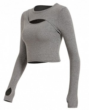 Женская спортивная кофта с вырезами, цвет серый