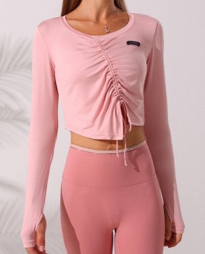 Женская спортивная кофта с завязками, цвет розовый