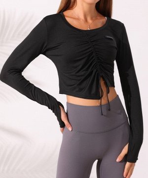 Женская спортивная кофта с завязками, цвет черный