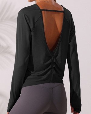 Женская кофта с вырезом на спине, цвет черный