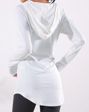 Женская спортивная кофта с капюшоном и карманами, цвет белый