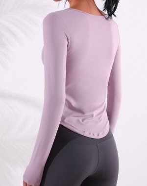 Женская спортивная кофта, шнуровка спереди, цвет сиреневый