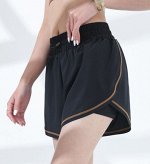 Женские двойные шорты с карманом, цвет черный