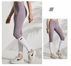 Женские спортивные леггинсы с широкой резинкой, контрастная отделка, цвет фиолетовый