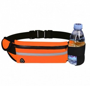 Поясная сумка с отделом для бутылки, цвет черный/оранжевый