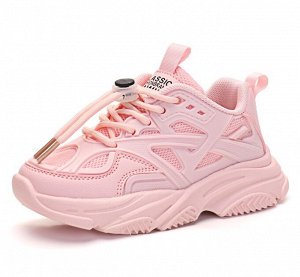 Детские кроссовки с клапаном на шнурках, цвет светло-розовый
