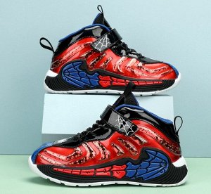 Детские кроссовки с липучкой и декором в стиле "Человек-паук", цвет чёрный/красный
