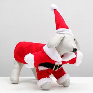 Новогодний костюм для собак "Клаус", XS (ДС 20, ОГ 34, ОШ 24 см)