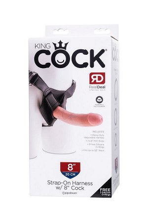 Страпон Pipedream, King Cock Strap on Harness with 8" Cock - Flesh