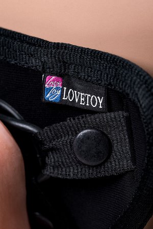 Страпон на креплении LoveToy UNI strap 8" Black belt champion с вибрацией, телесный