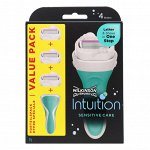 Wilkinson Sword Intuition sesitive care бритва с 3 кассетами на подставке