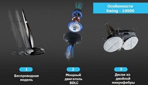 Беспроводной полотер - пылесос SWING-10000 (розовый)