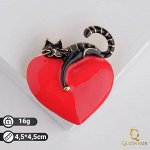 Брошь &quot;Кот мартовский&quot;, цвет красно-чёрный