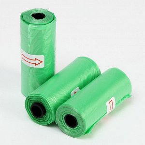 Пижон Пакеты для уборки за собаками однотонные (3 рулона по 15 пакетов 29х21 см), зелёные