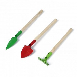 Набор садового инструмента, 3 предмета: рыхлитель, совок, грабли, длина 20 см