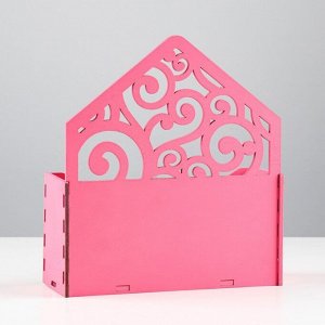 Кашпо деревянное 18x6x20 см Конверт Радель "Дуновение", розовый Дарим Красиво