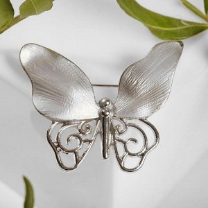 Брошь "Бабочка" необычная, цвет серебро