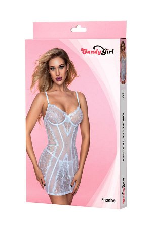 Комбинация и стринги Candy Girl Phoebe, кружево, сетка, белый, OS