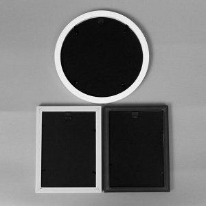 Фоторамка пластик на 8 фото+надпись+полочка "Home" чёрно-белые набор 62х208 см