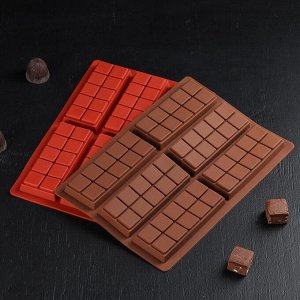 Форма для шоколада «Плитка. Мелкие дольки», 26x17x1 см, 6 ячеек, цвет МИКС