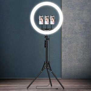 Кольцевая LED лампа AL-18 (45 см) для фото и видеосъемки черная с регулировкой яркости