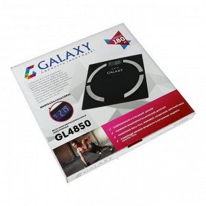 Весы напольные Galaxy GL 4850, диагностические, до 180 кг, 2хAAA, стекло, чёрные