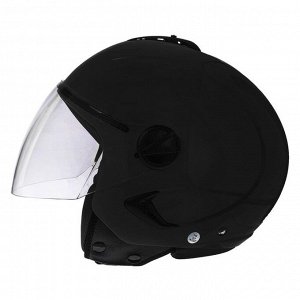 Шлем открытый с визором, черный, глянцевый, размер L, OF635