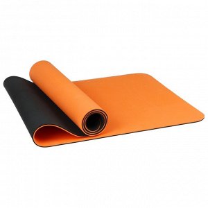 Коврик для йоги 183 х 61 х 0,6 см, двухцветный, цвет оранжевый