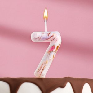 Свеча в торт "Белый мрамор", цифра "7", 8 см