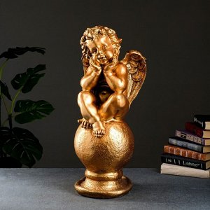 Фигура "Ангел на шаре" большой бронза 22х22х65см