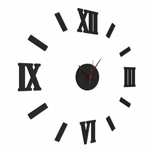 Часы настенные DIY, римские цифры, плавный ход, чёрные, d=70-80 см